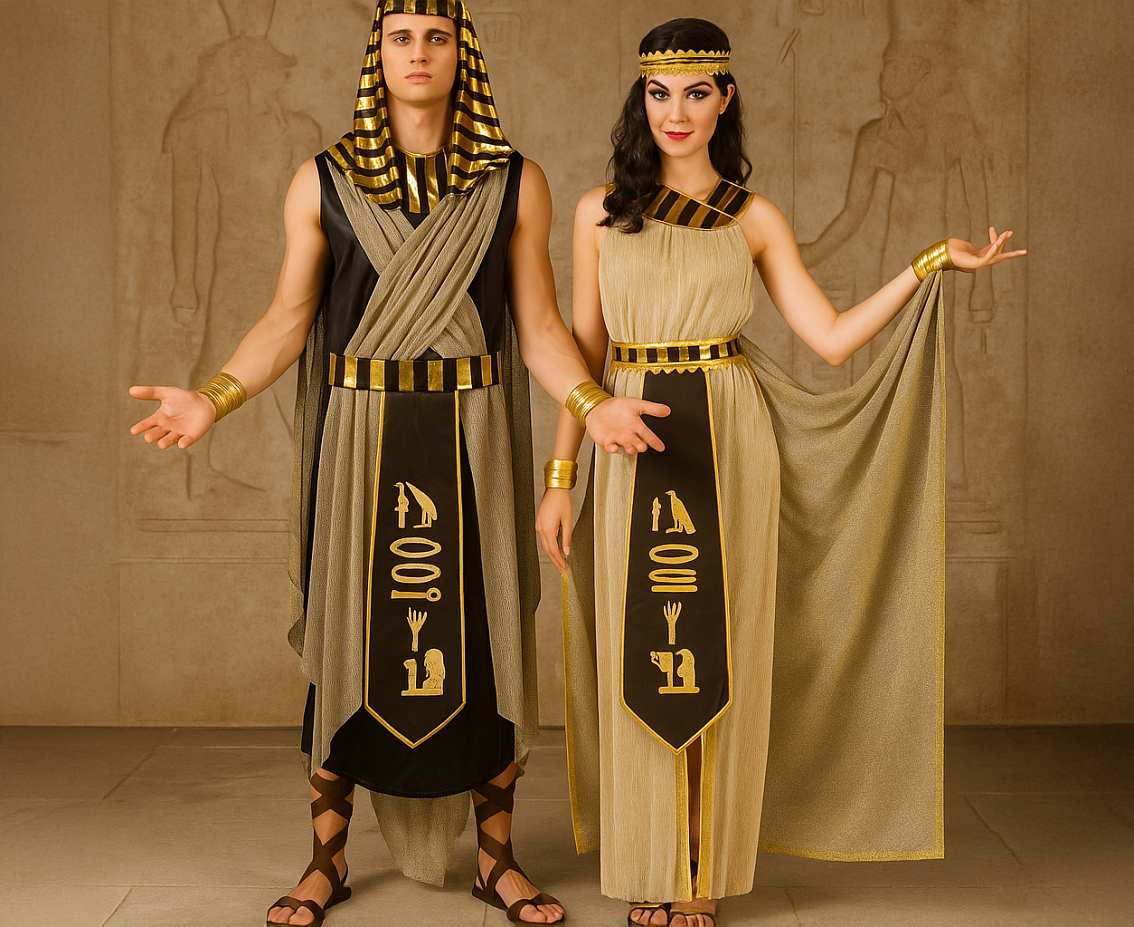 Zestaw dla dorosłych Egipski Faraon (chusta, szata, peleryna, pasek, nakładki na nadgarstki), rozm. 52